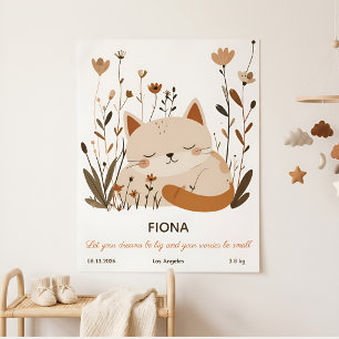 Doce Poster de Kitten Adormecido para Berçário Flo