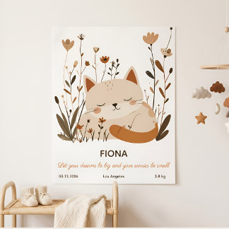 Doce Poster de Kitten Adormecido para Berçário Flo