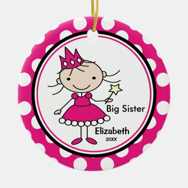 Doce Princesa Irmã Mais Velha Enfeite de Natal (Frente)