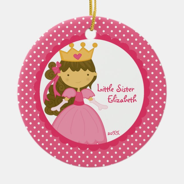 Doce Princesa Irmãzinha Enfeite de Natal (Frente)