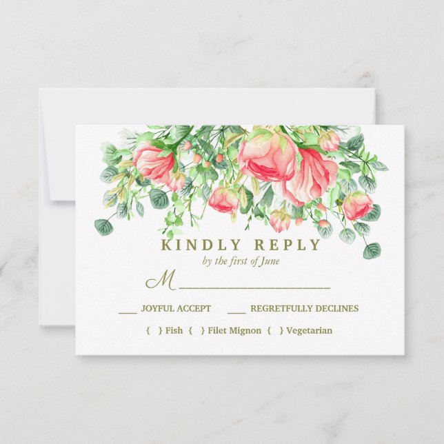 Doce Romântico | RSVP de Escolha de Refeição de Ca (Frente)