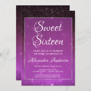Doce roxo do céu da faísca convite de 16