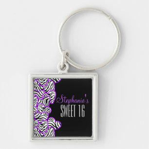 Doce roxo do coração da zebra um chaveiro de 16