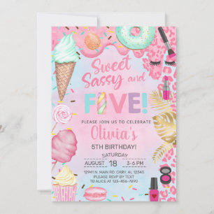Doce, Sassy e convite de aniversário de 5 anos par