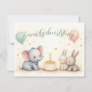 Doce saudação de aniversário com amigos animais