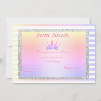 DOCE SEXTO PASTEL STRIPE TIARA CONVITE DE ANIVERSÁ