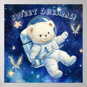 Doce Sonho Pôster de Berçário Astronauta Azul Tedd