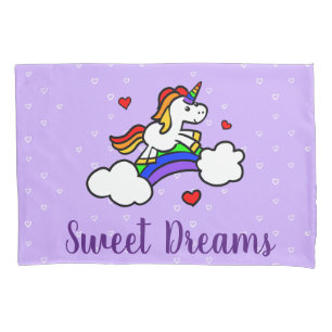 Doce Sonhos Unicórnio Lilac Heart Pillowcase