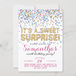 Doce Surpresa Convite Confetti de Aniversário
