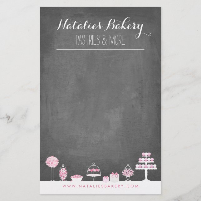 Doce Tratamentos Chalkboard Bakery Folheto Comerci (Frente)