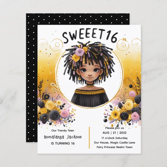Doce Tropical 16 Adolescente Negro Aniversário Neg (Frente/Verso)