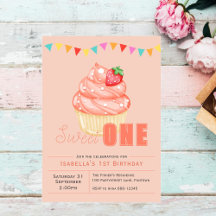 Doce UM, convite de cupcake para festa de 1º anive