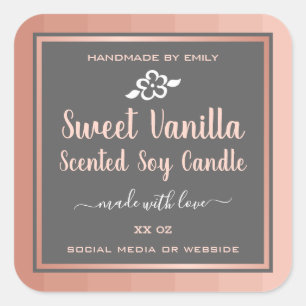 Doce Vanilla Sentiu Velas de Soja Etiquetas Cinzas