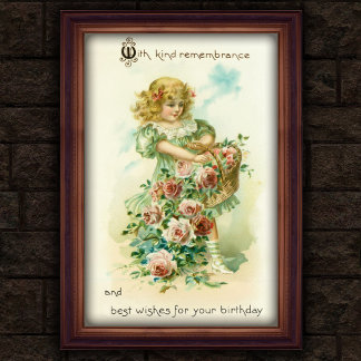 Doce Vintage 1908 Garota Floral Poster