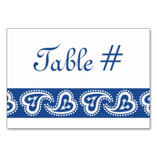 Doces Corações de Paisley no Cartão Azul de Mesa