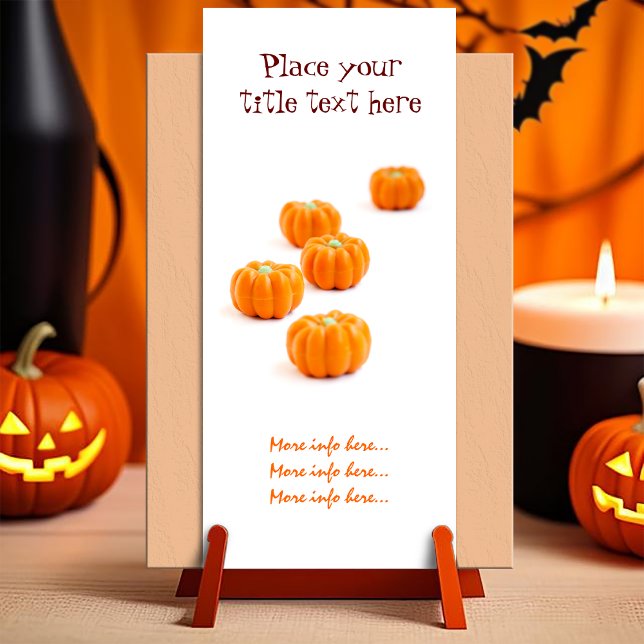 Doces de abóbora (Customizable invitation with the image of a group of candies in shape of pumpkin)