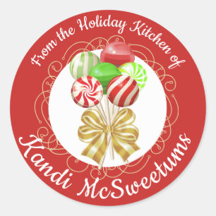 Doces do pirulito do Natal da cozinha da etiqueta