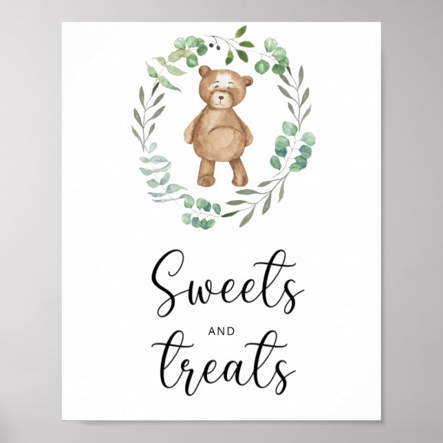 doces e guloseimas de ursinho poster para chá de b (Frente)