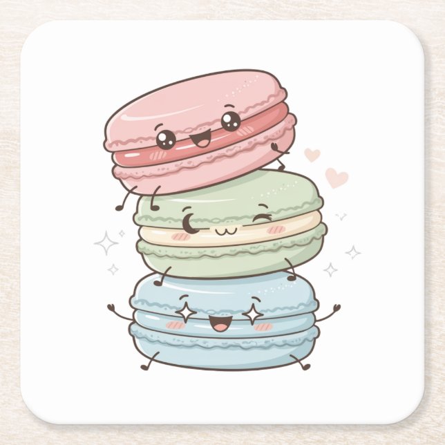 Doces Macaron Kawaii Porta-Copos (Frente)
