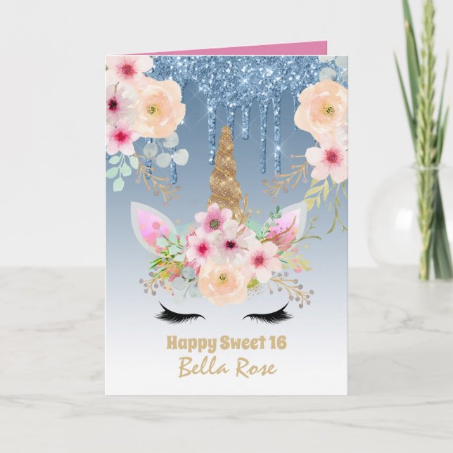 Docinho 16 Cartão de Aniversário Personalizado Uni (Frente)