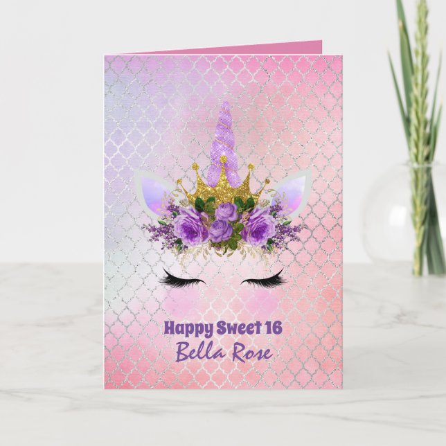 Docinho 16 Cartão de Aniversário Personalizado Uni (Frente)