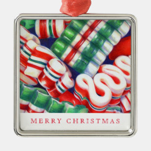 DOCINHO DE FITA Ornamento de Metal Quadrado + Text