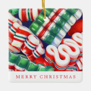 DOCINHO DE FITA Ornamento Quadrado de Cerâmica + T