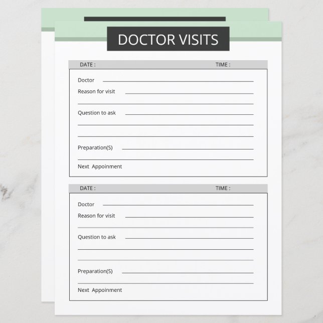 Doctor visit planner template (Frente/Verso)