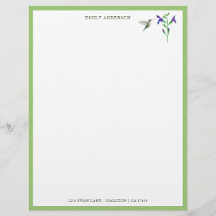 Documento de papelaria do Hummingbird Personalizad