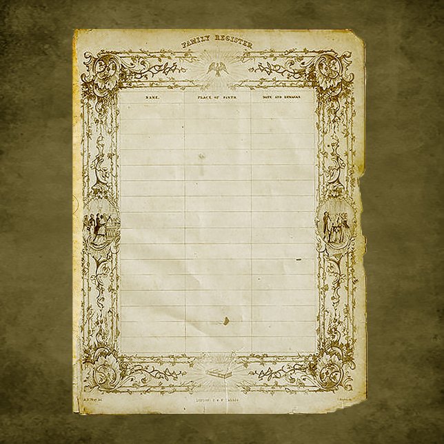 Documento do Scrapbook do Registro da Família Vint (Criador carregado)