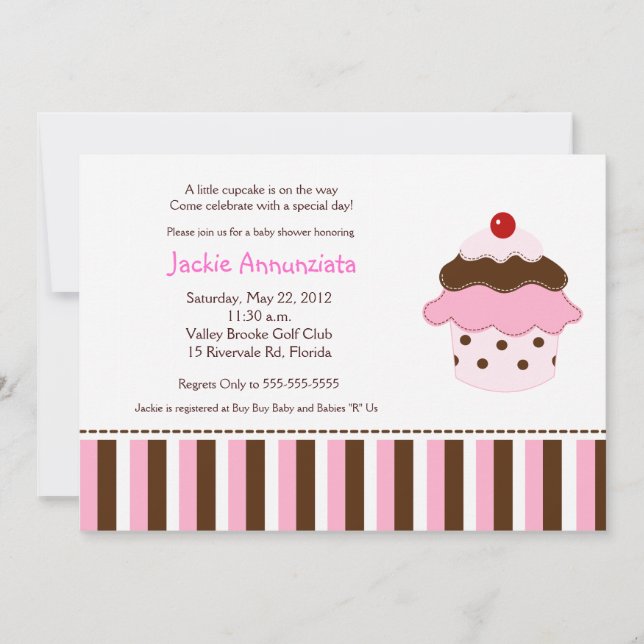 Doçura Convite ao Chá de fraldas Lil Cupcake 5x7 (Frente)