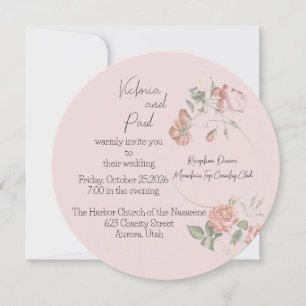 Doçura Rosa Redonda Convite De Casamento