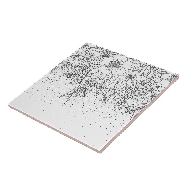 Dodores florais brancos e negros e confete (Lateral)