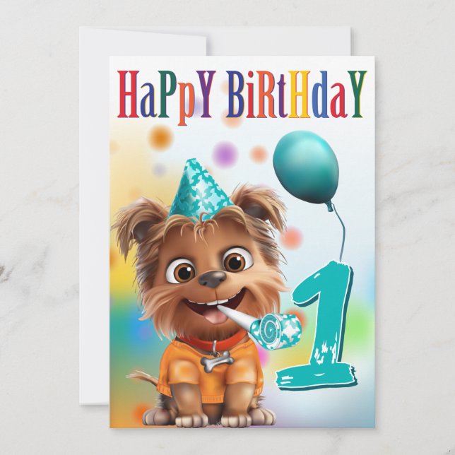 Dog in Party Hat Birthday (Frente)