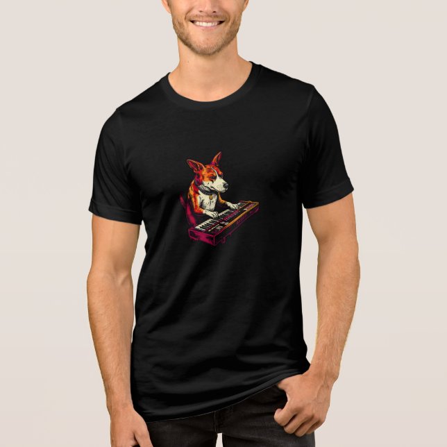 Dog Keyboard Player T-Shirt – Animal Noise Music S (Frente)