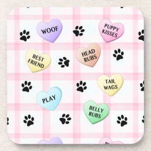 Dog Love Words Hearts Paw Prints Porta copos 6