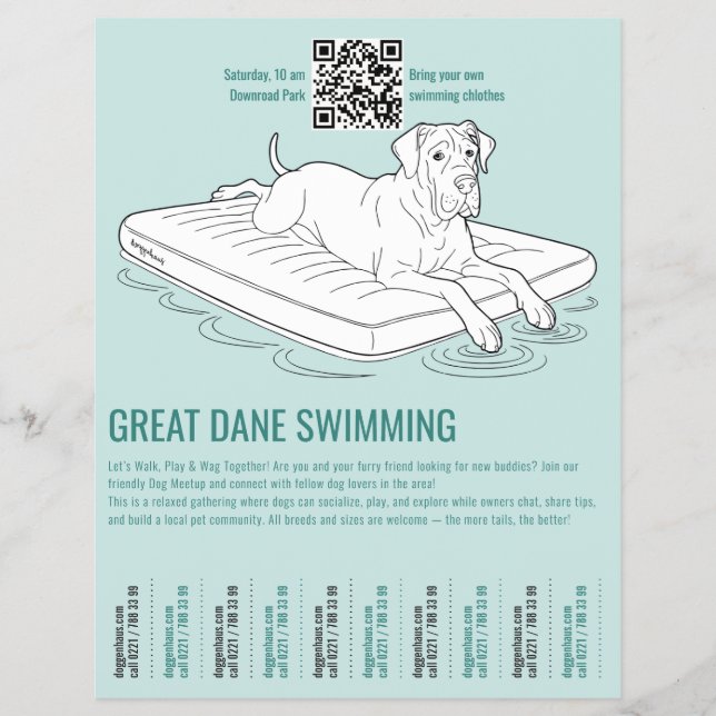 dog meetup tear-off flyer template (Frente)