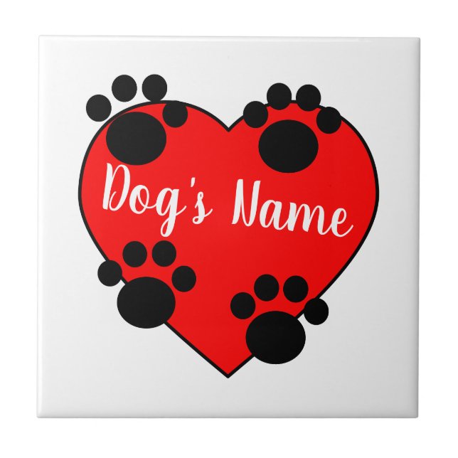 Dog Paw Imprime Amor Com Nome Personalizado (Frente)