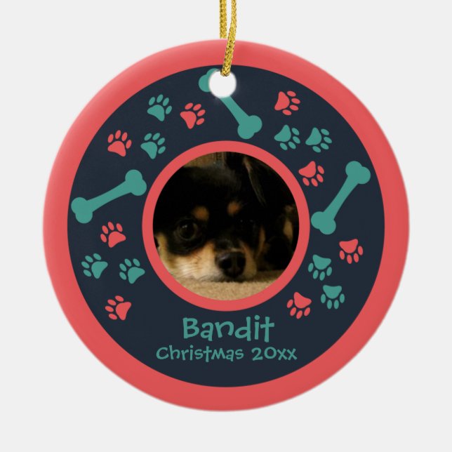 Dog Paw Imprime o Ornamento de Fotos (Frente)