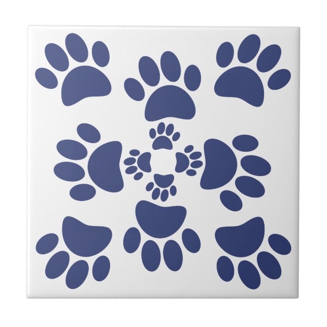 Dog Paws Prints Portuguese Style White and Blue  (Frente)