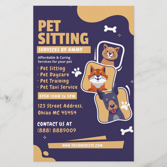 Dog Walker Pet Sitting Dog Trainer Business Flyer (Frente)