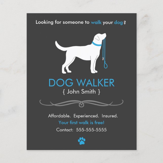 Dog Walker Walker Business Flyer Modelo (Frente)