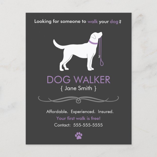 Dog Walker Walker Business Flyer Modelo (Frente)