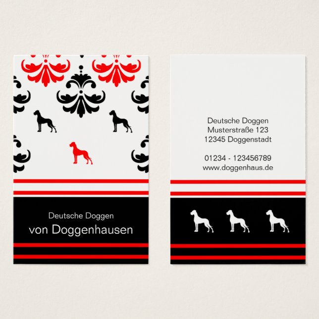 Dogue Alemão preto vermelho (Frente & Verso)