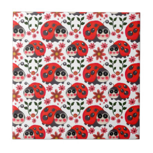 Doido Joaninha Floral Padrão Sem Costura   Mão