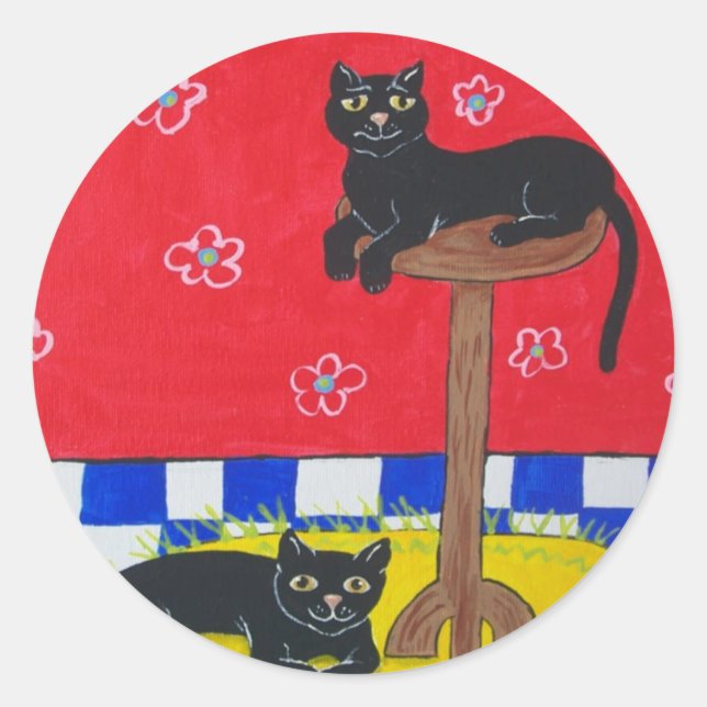 Dois adesivos de gatos pretos (Frente)