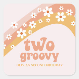 Dois adesivos quadrados groovy retrô boho arco-íri