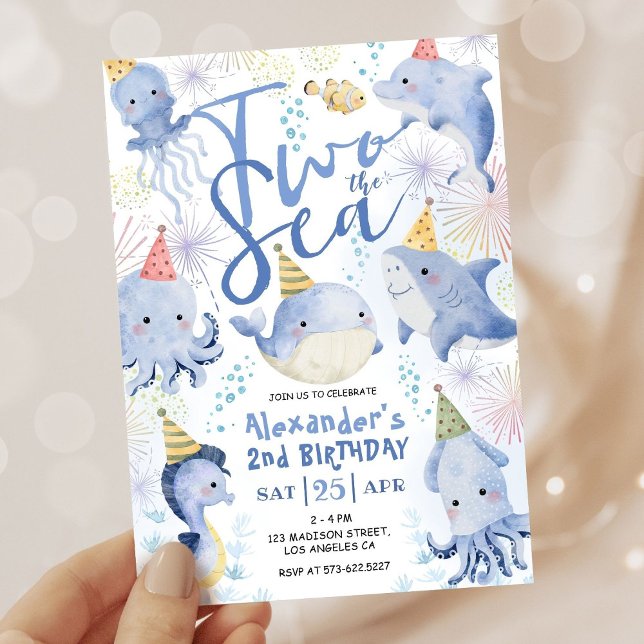 Dois Animais Da Festa Do Mar Convite Para O Oceano (Criador carregado)