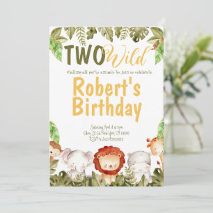 Dois Animais Selvagens Safari Convite para segundo