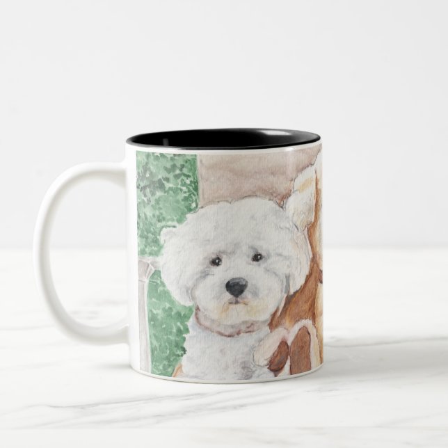 Dois Bichons e um Amigo numa Caneca (Esquerda)